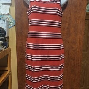 𝅺absolutely It Women's Stripe Print Scoop Neck Sleeveless Red and Black XL